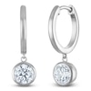 Thumbnail Image 2 of Round-Cut Lab-Created Diamond Solitaire Dangle Hoop Earrings 1-1/2 ct tw 14K White Gold (SI2/F)