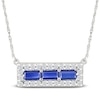 Thumbnail Image 1 of Baguette-Cut Blue Lab-Created Sapphire & White Lab-Created Sapphire Halo Bar Necklace Sterling Silver 18&quot;