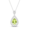 Thumbnail Image 1 of Pear-Shaped Natural Peridot & Diamond Necklace 1/10 ct tw Sterling Silver 18&quot;