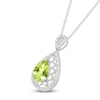 Thumbnail Image 2 of Pear-Shaped Natural Peridot & Diamond Necklace 1/10 ct tw Sterling Silver 18&quot;