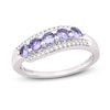 Thumbnail Image 1 of Natural Tanzanite Anniversary Ring 1/8 ct tw Diamonds 14K White Gold