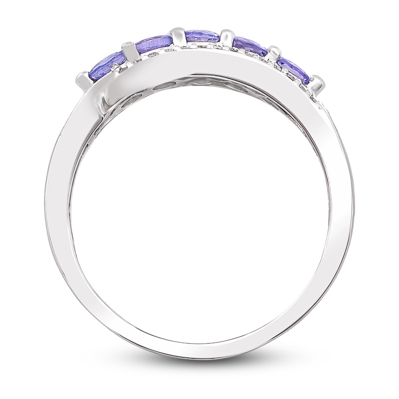 Main Image 3 of Natural Tanzanite Anniversary Ring 1/8 ct tw Diamonds 14K White Gold