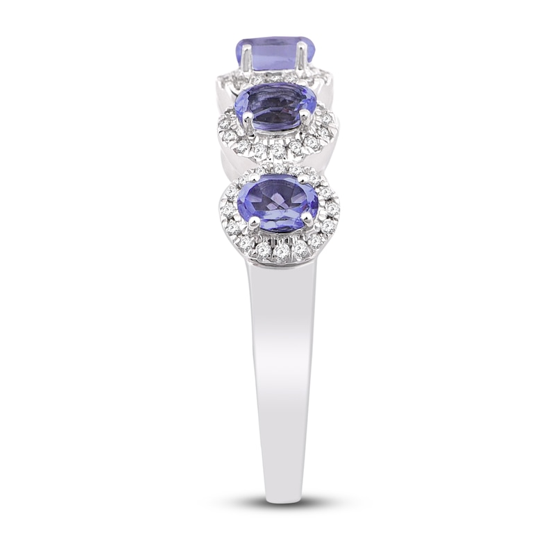 Main Image 2 of Natural Tanzanite Anniversary Ring 1/4 ct tw Diamonds 14K White Gold