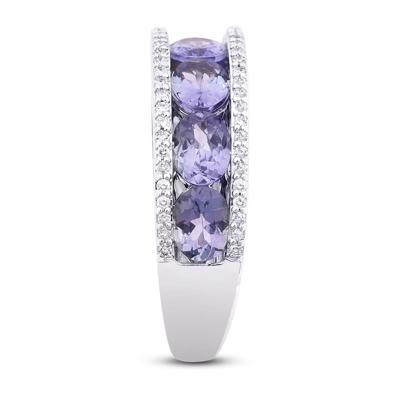 Main Image 2 of Natural Tanzanite Anniversary Ring 1/4 ct tw Diamonds 14K White Gold