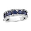 Thumbnail Image 1 of Natural Blue Sapphire Anniversary Ring 1/4 ct tw Diamonds 14K White Gold