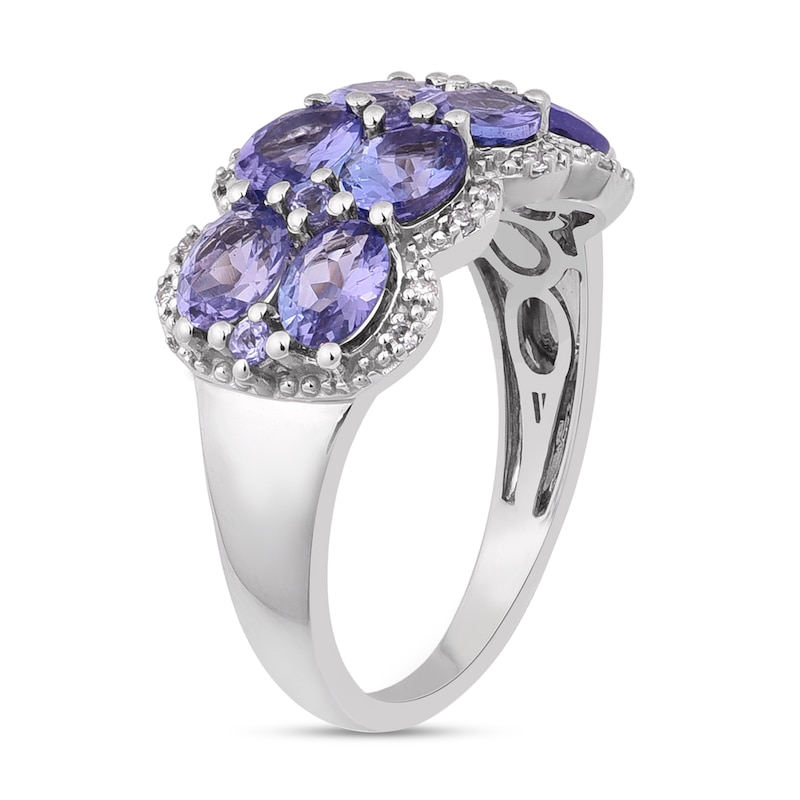 Main Image 2 of Natural Tanzanite Anniversary Ring 1/15 ct tw Diamonds 14K White Gold