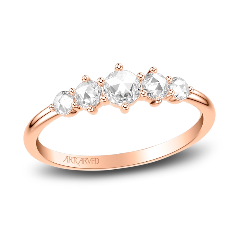 Main Image 1 of ArtCarved Rose-Cut Diamond Anniversary Band 3/8 ct tw 14K Rose Gold