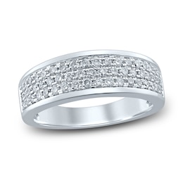 Men's Diamond Wedding Band 1 ct tw Round 10K White Gold