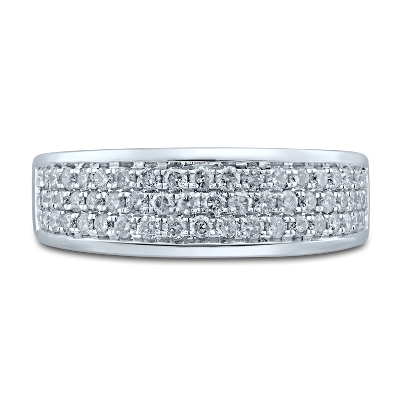 Main Image 3 of Men's Diamond Wedding Band 1 ct tw Round 10K White Gold