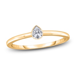 Diamond Solitaire Engagement Ring 1/4 ct tw Bezel-Set Pear-cut 14K Yellow Gold (I2/I)