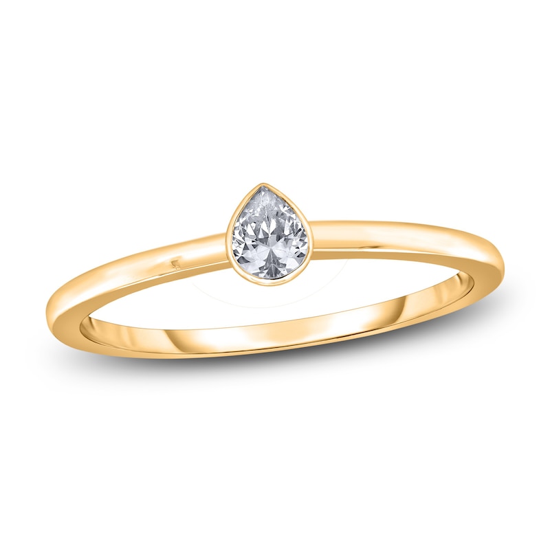 Main Image 1 of Diamond Solitaire Engagement Ring 1/4 ct tw Bezel-Set Pear-cut 14K Yellow Gold (I2/I)