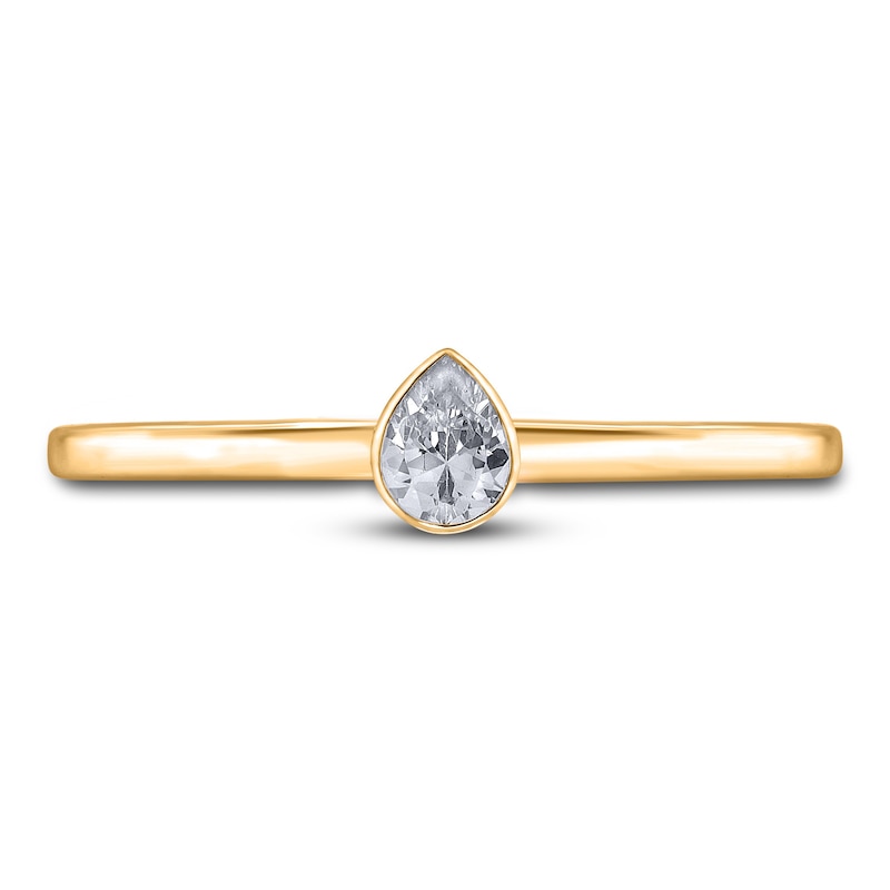 Main Image 3 of Diamond Solitaire Engagement Ring 1/4 ct tw Bezel-Set Pear-cut 14K Yellow Gold (I2/I)