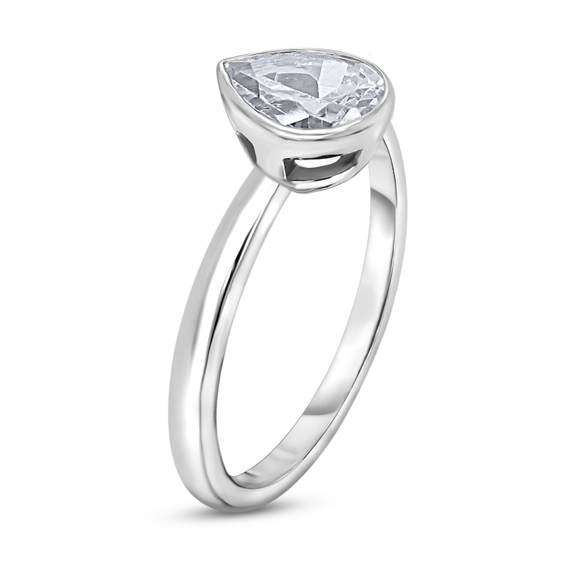 Main Image 2 of Diamond Solitaire Engagement Ring 2 ct tw Bezel-Set Pear-cut 14K White Gold (I2/I)