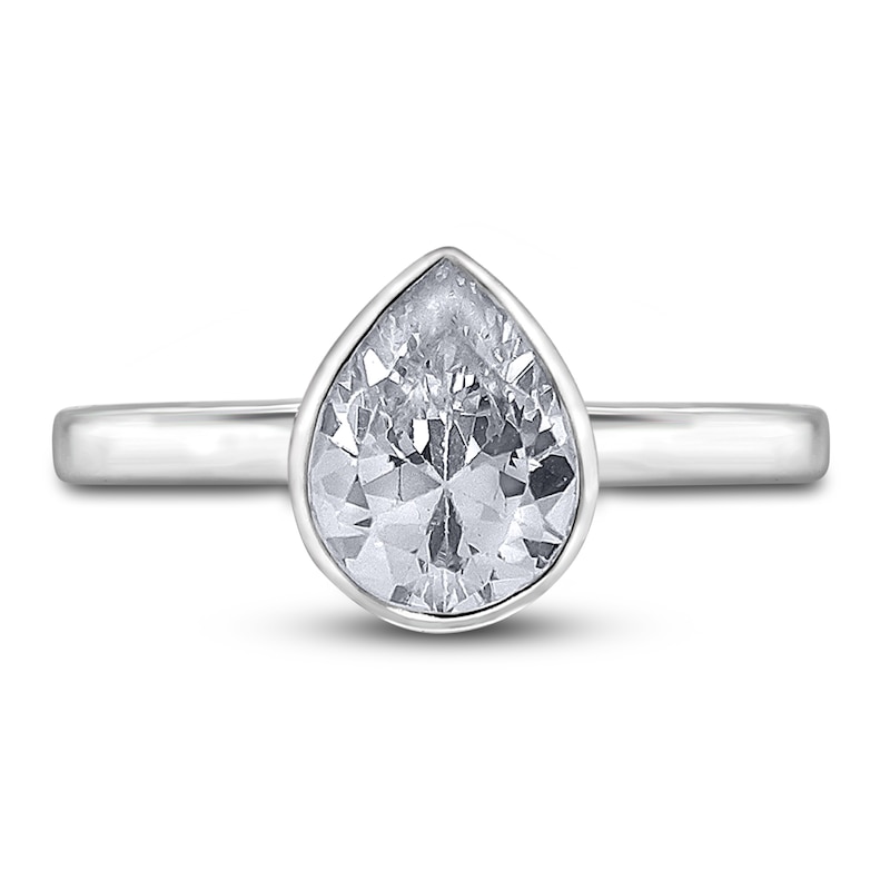 Main Image 3 of Diamond Solitaire Engagement Ring 2 ct tw Bezel-Set Pear-cut 14K White Gold (I2/I)