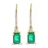 Thumbnail Image 1 of Natural Emerald Dangle Earrings 1/10 ct tw Diamonds 14K Yellow Gold