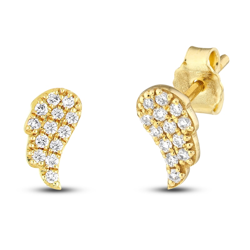 Diamond Flat Back Stud Earrings 1/5 ct tw Round 14K Yellow Gold