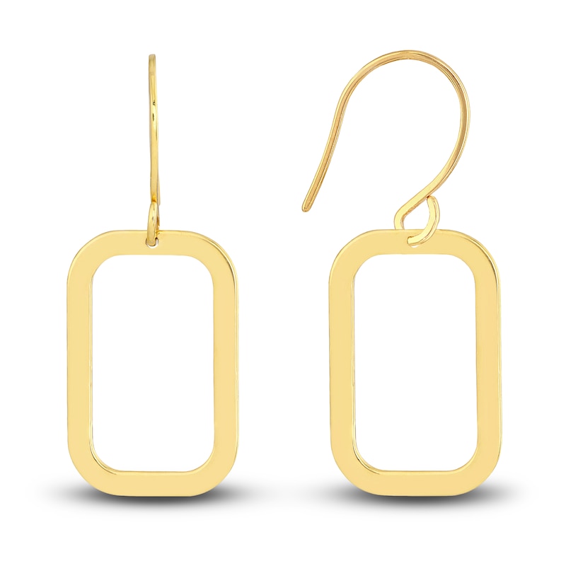 Open Rectangle Earrings 14K Yellow Gold