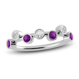 Juliette Maison Natural Amethyst & Natural White Sapphire Ring 10K White Gold