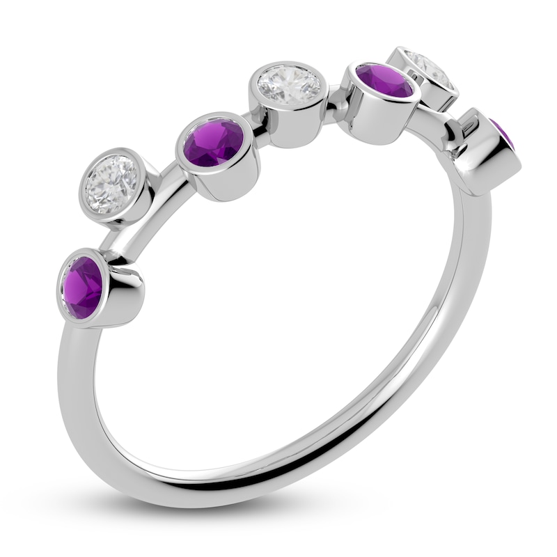 Main Image 2 of Juliette Maison Natural Amethyst & Natural White Sapphire Ring 10K White Gold