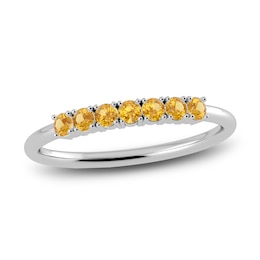 Juliette Maison Natural Citrine Half Eternity Ring 10K White Gold