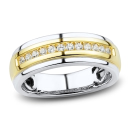 Men's Diamond Wedding Band 1/4 ct tw Round 14K Two-Tone Gold