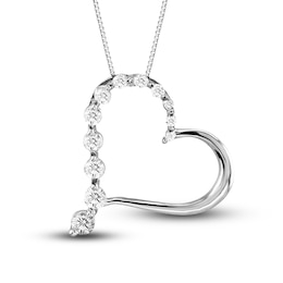 Diamond Heart Pendant Necklace 1/2 ct tw Round 14K White Gold 18&quot;