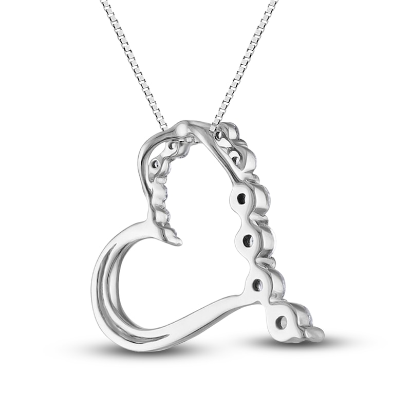 Main Image 2 of Diamond Heart Pendant Necklace 1/2 ct tw Round 14K White Gold 18&quot;