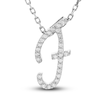 Thumbnail Image 1 of Diamond Initial F Pendant Necklace 1/10 ct tw Round 10K White Gold