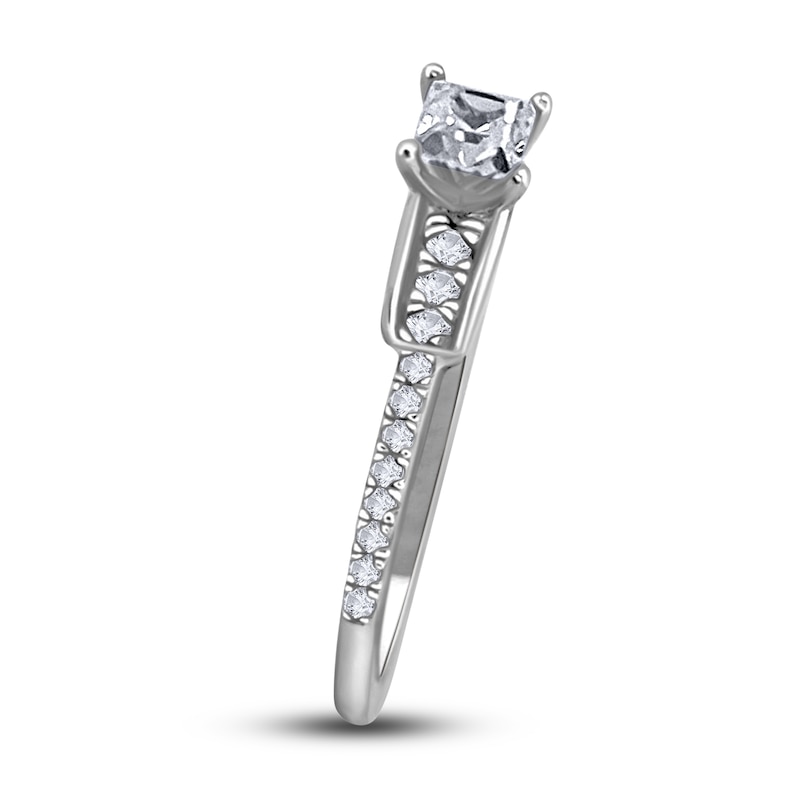 Main Image 2 of Diamond Engagement Ring 3/8 ct tw Princess/Round 14K White Gold