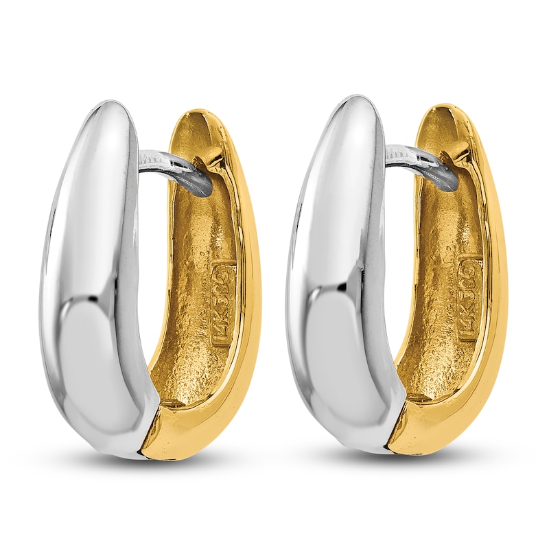 U-Shaped Hoop Earrings 14K Two-Tone Gold