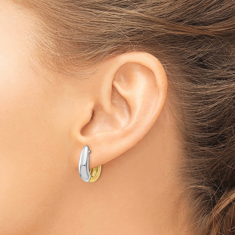 U-Shaped Hoop Earrings 14K Two-Tone Gold
