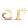 Thumbnail Image 2 of Lab-Created Ruby Heart Stud Earrings 10K Yellow Gold