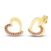 Thumbnail Image 3 of Lab-Created Ruby Heart Stud Earrings 10K Yellow Gold