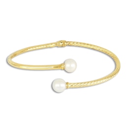 Freshwater Cultured Pearl Bangle Bracelet 14K Yellow Gold