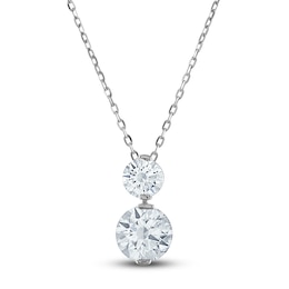 Lab-Created Diamond 2-Stone Necklace 1 ct tw Round 14K White Gold