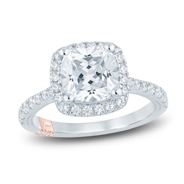 Pnina Tornai Lab-Created Diamond Engagement Ring 2-1/2 ct tw Cushion/Round 14K White Gold