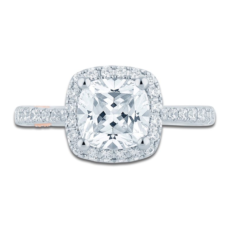 Main Image 3 of Pnina Tornai Lab-Created Diamond Engagement Ring 2-1/2 ct tw Cushion/Round 14K White Gold