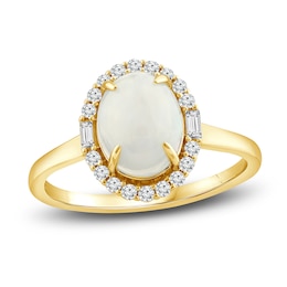 Natural Opal Ring 1/5 ct tw Diamonds 14K Yellow Gold