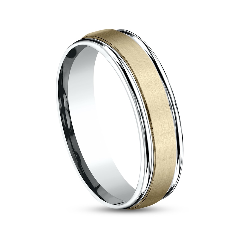 Satin Wedding Band 14K Two-Tone Gold 6.0mm