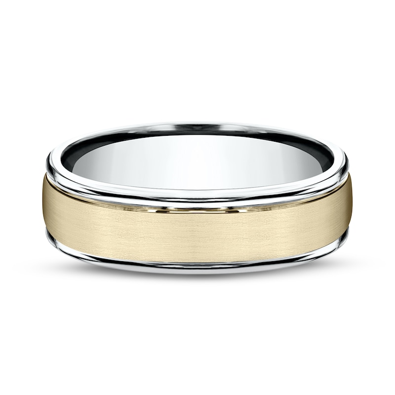 Satin Wedding Band 14K Two-Tone Gold 6.0mm