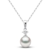 Thumbnail Image 1 of Yoko London White Akoya Cultured Pearl Necklace 1/5 ct tw Diamonds 18K White Gold 16-18&quot; Adjustable