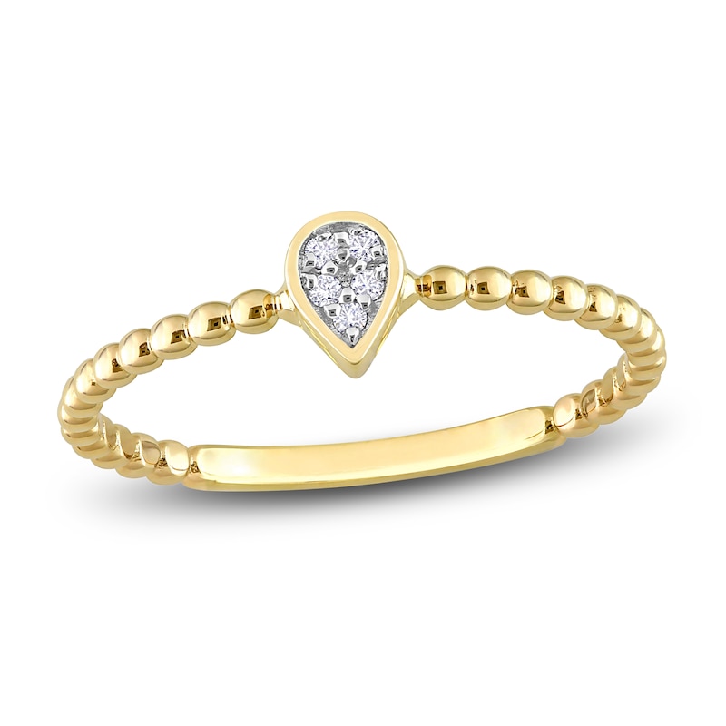 High-Polish Teardrop Ring Diamond Accents 14K Yellow Gold