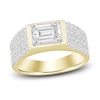 Thumbnail Image 1 of Men's Lab-Created Diamond Ring 3 ct tw Emerald/Round 14K Yellow Gold