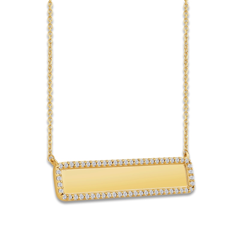 Diamond Bar Necklace 1/3 ct tw Round 14K Yellow Gold