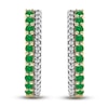 Thumbnail Image 3 of Natural Emerald Huggie Earrings 1/10 ct tw Diamonds 14K Yellow Gold