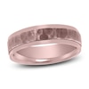 Thumbnail Image 1 of Hammered Beveled Wedding Band 14K Rose Gold 6mm