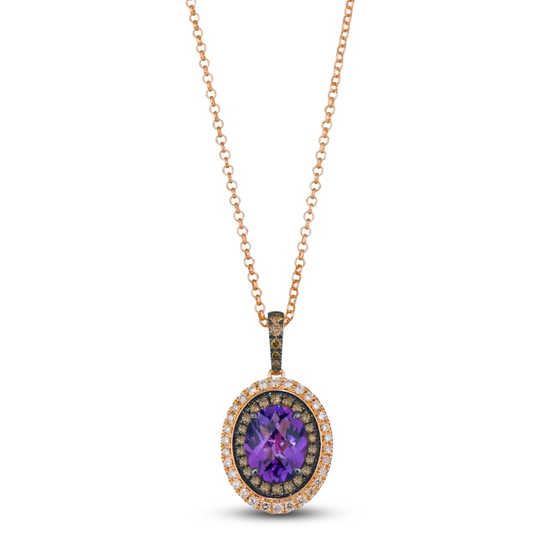 Le Vian Natural Amethyst & Diamond Necklace 5/8 ct tw 14K Strawberry Gold