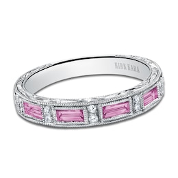 Kirk Kara Natural Pink Sapphire & Diamond Wedding Band 1/20 ct tw 14K White Gold