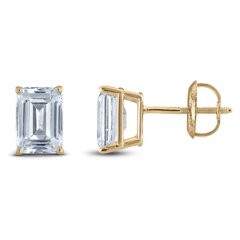 Emerald-Cut Lab-Created Diamond Solitaire Stud Earrings ct tw 14K Gold (F/SI2