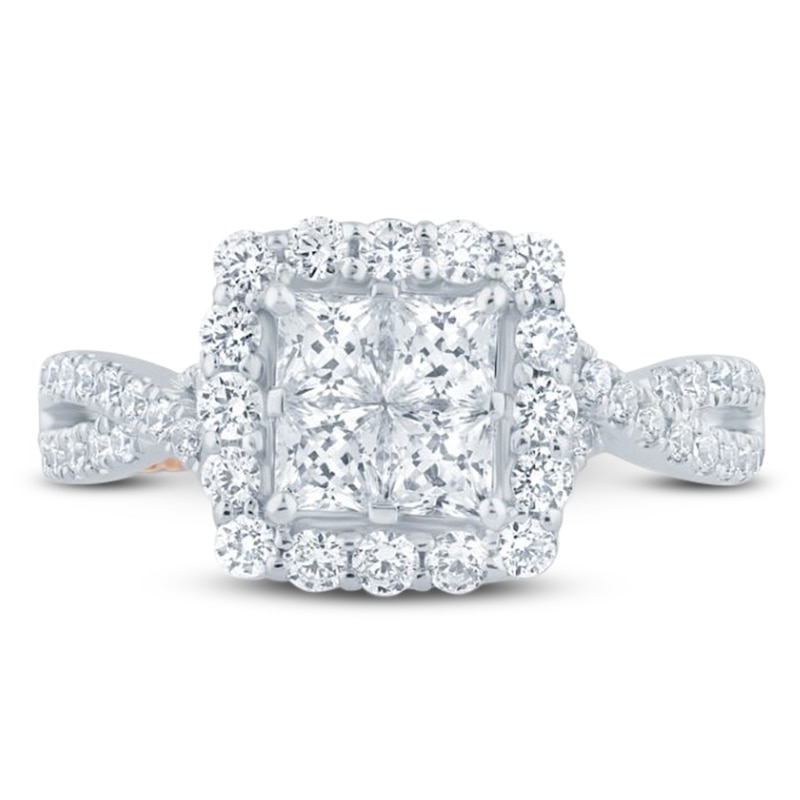 Pnina Tornai Diamond Princess-Cut Quad Engagement Ring 1-3/4 ct tw 14K White Gold